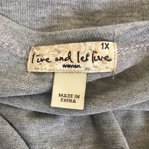 2/$50 LIVE AND LET LIVE Heather Gray Open Front Cardigan Size 1X - Picture 8 of 9